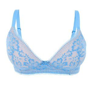 Set of 3! 38A Glamorise PERFECT "A" Lace Bra (PADDED) Seamless WIRELESS Blue NEW